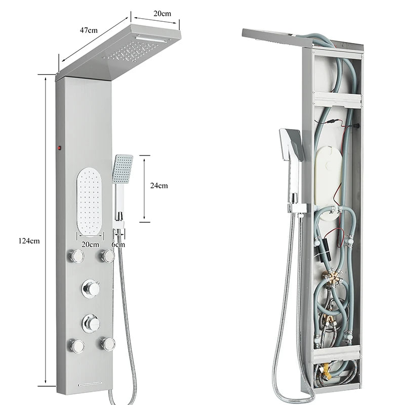 Rain Waterfall Shower Panel Faucet Body Massage Jets