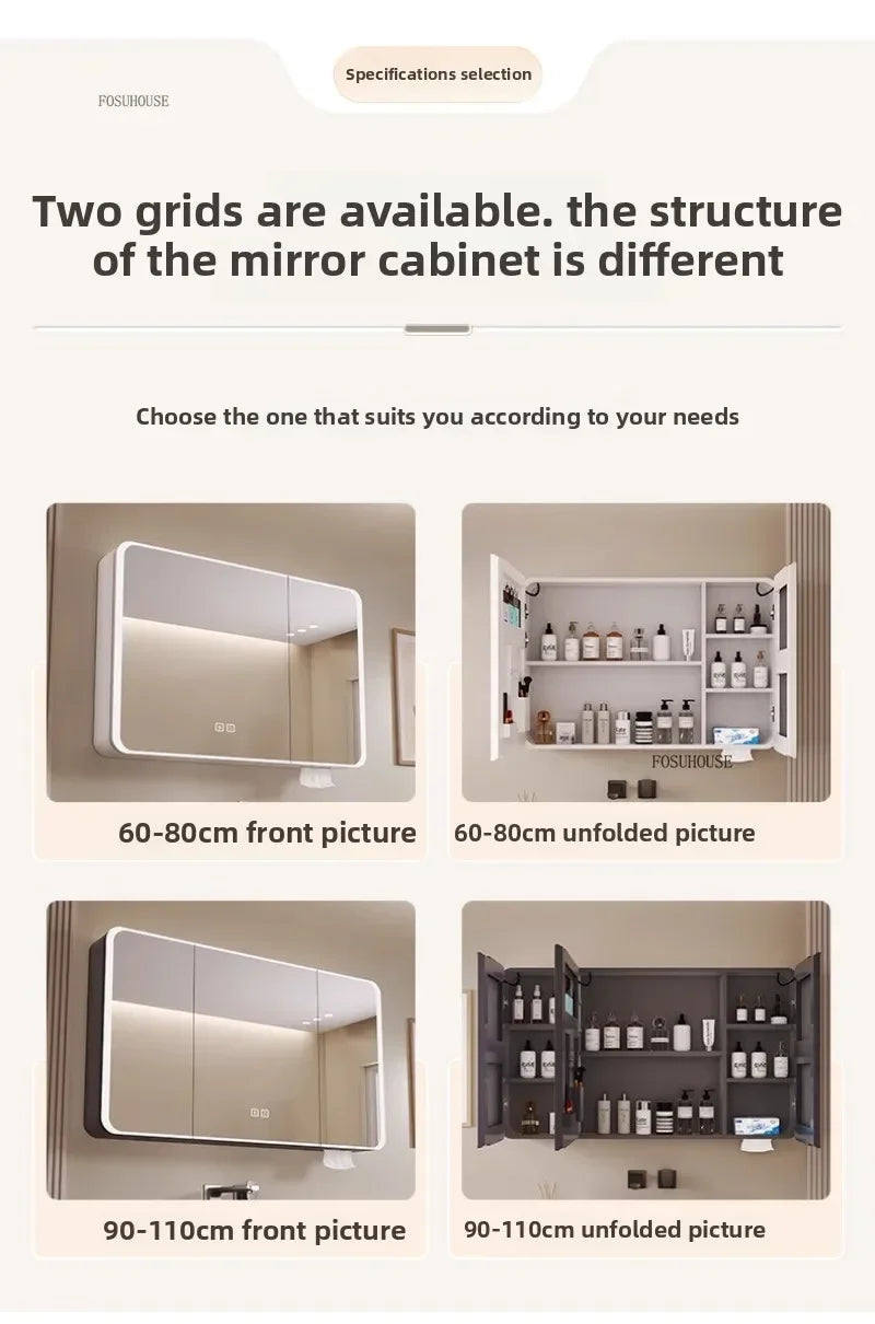 Minimalist Modern Arc-Shaped Smart Bathroom Mirror Cabinets