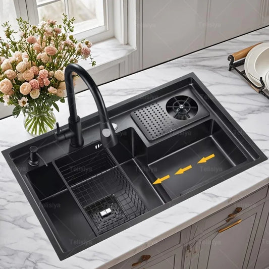 Stepped Stainless Steel Sink Cup Washer Large Slot