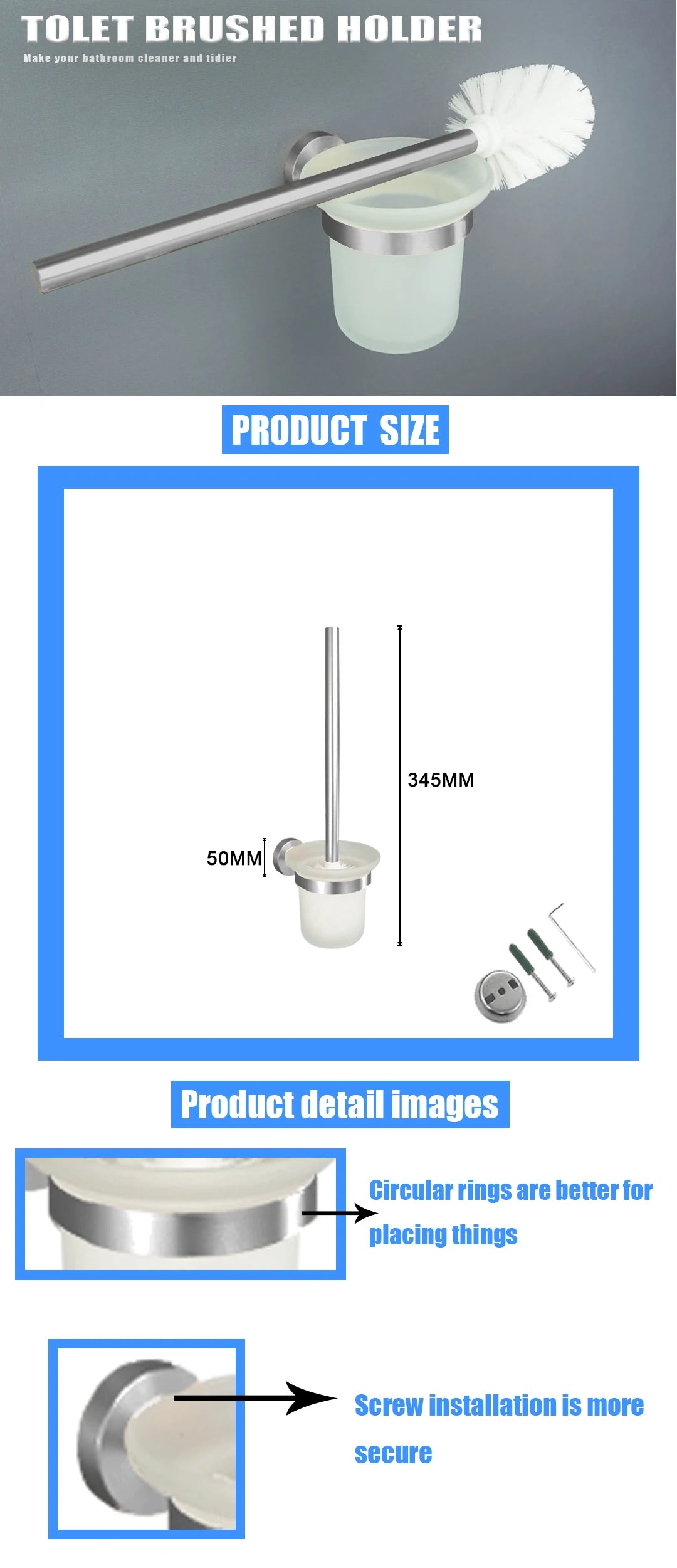 Brushed Nickel Bathroom Wall Mount Bath Shelf Robe