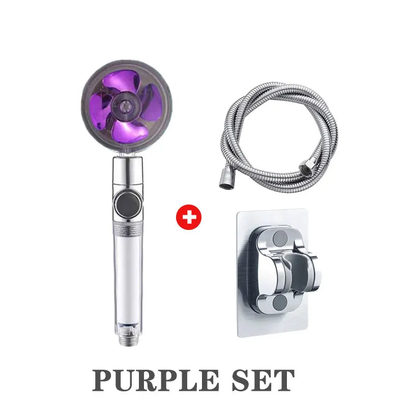 Powerful Pressurized Shower Fan Filter Showerhead One Touch