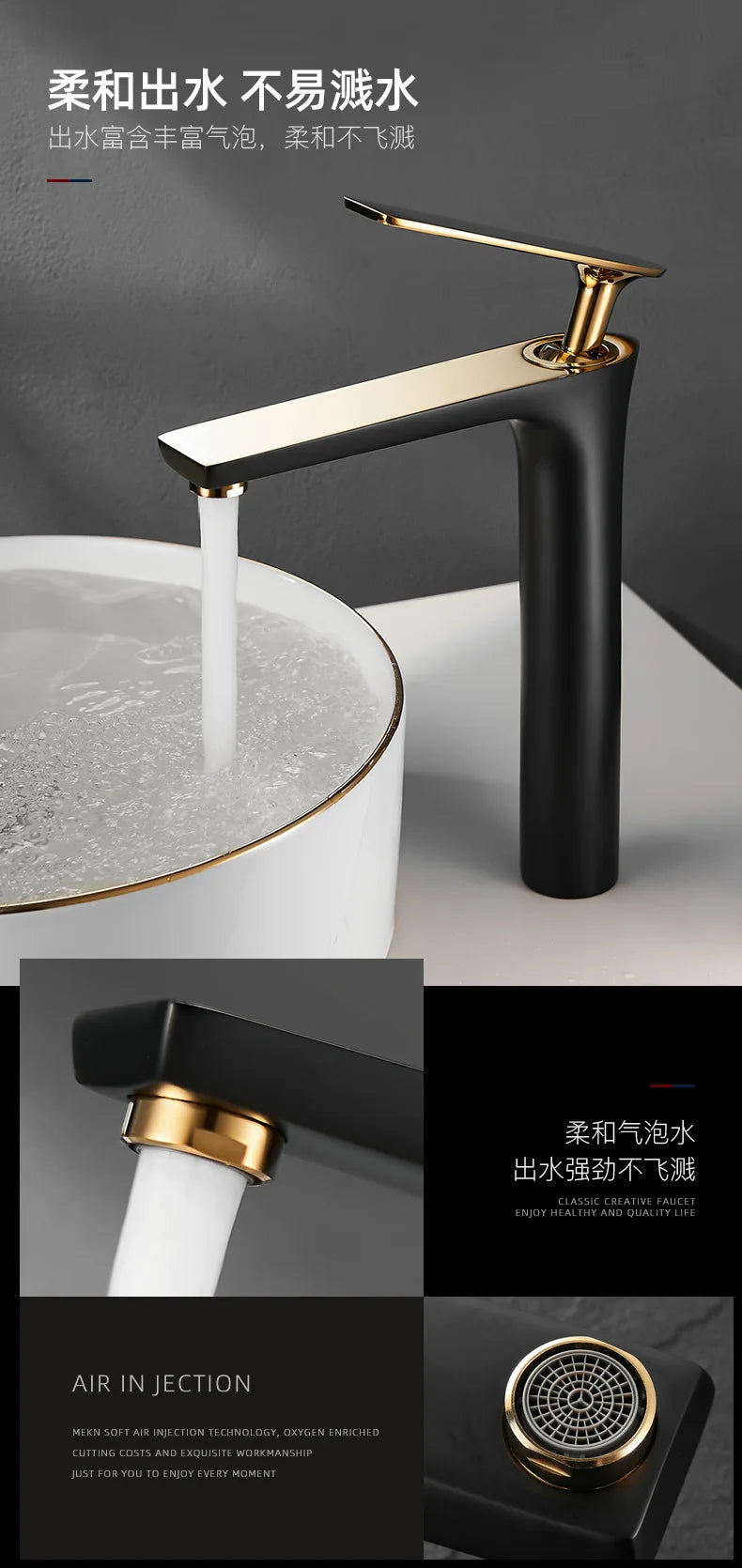 All Copper Black Gold Basin Faucet Sink Faucet