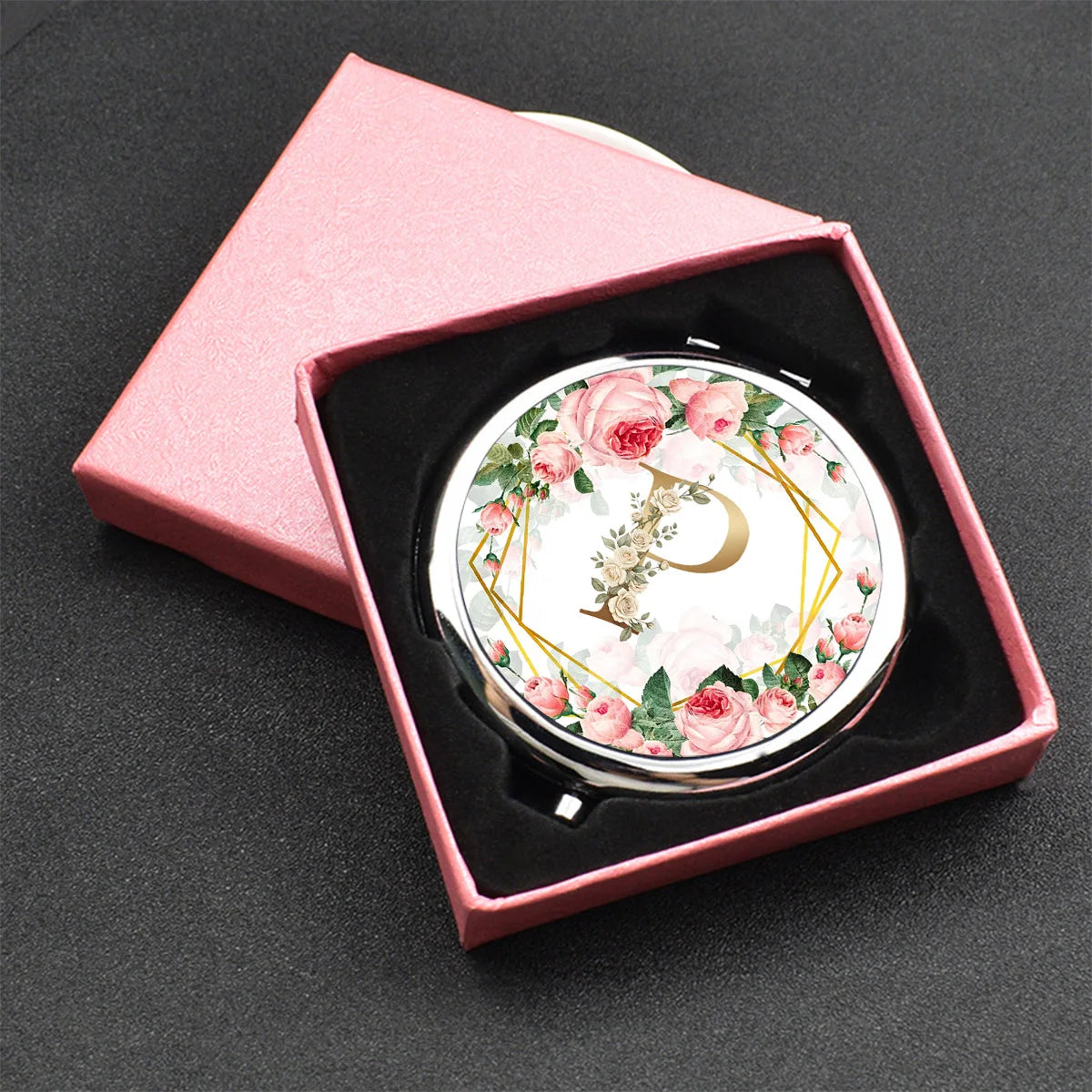 Golden Border Double-Sided Pocket Makeup Mirror Suitable Women
