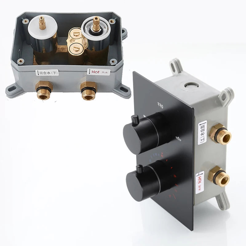 Langyo Matte Black Thermostatic Shower Faucet Mixing Valve