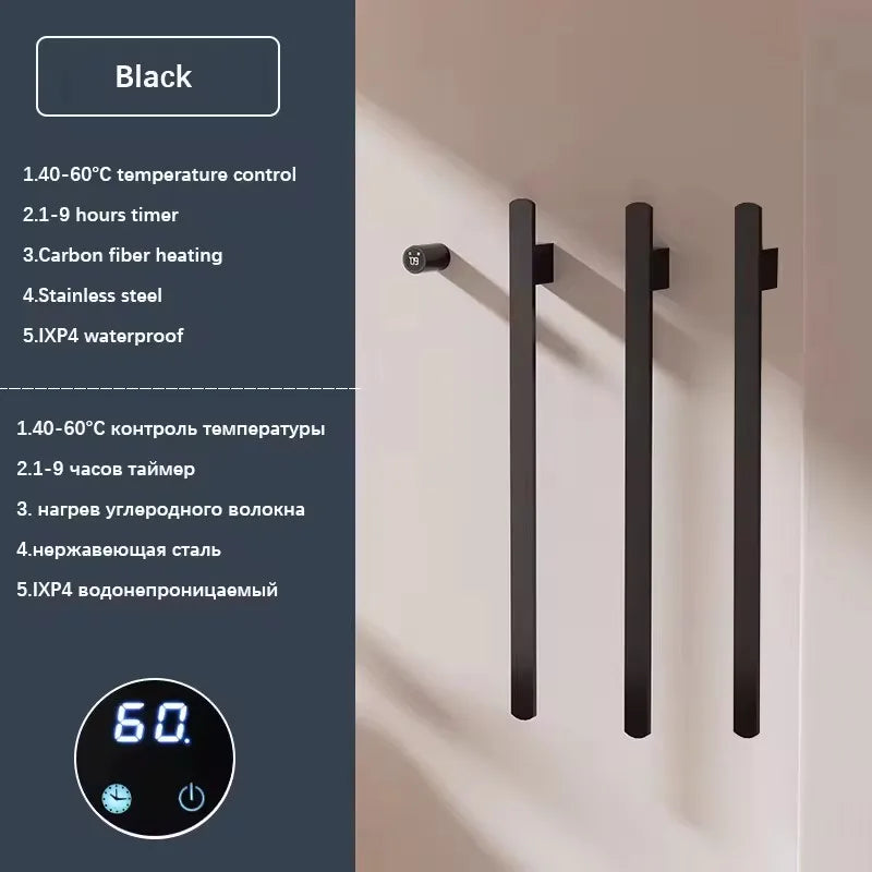 Bathroom Towel Warmer Hidden Wires Electric Heated Towel