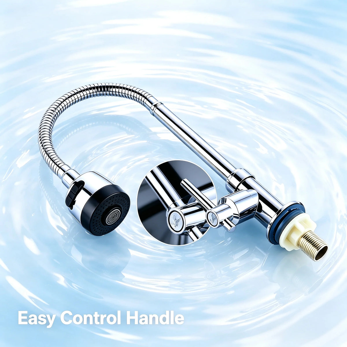 Chrome Polished Hole Sink Faucet Flexible Bendable Hose