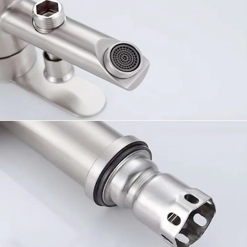 Bathroom Basin Faucet Stainless Steel Handle Sink Faucets