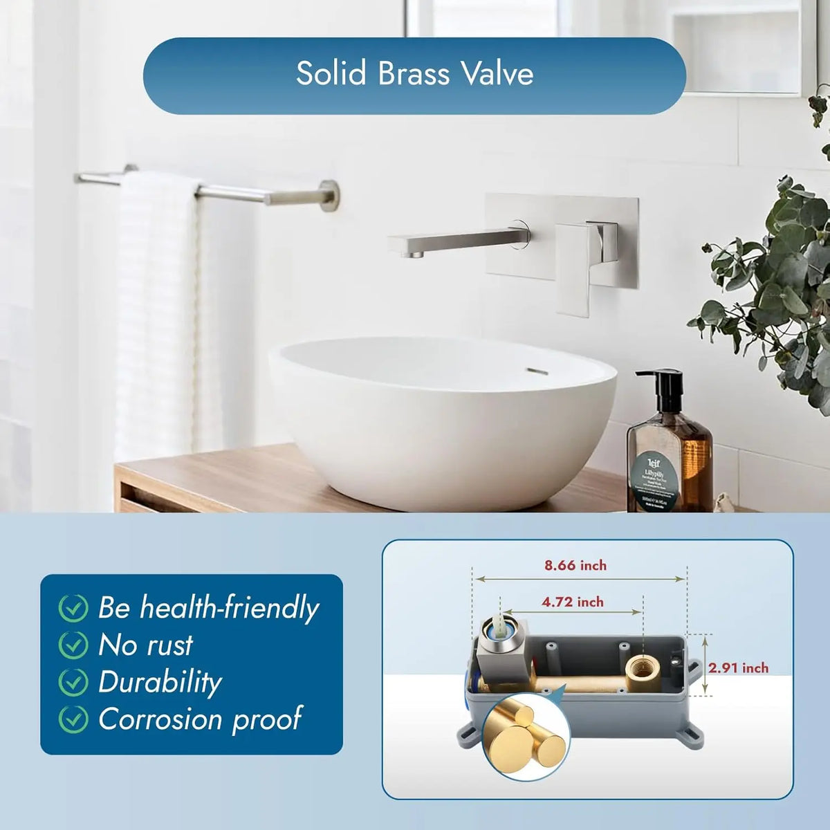 Tolm All Copper Bathtub Faucet Cold Waterfall Wall