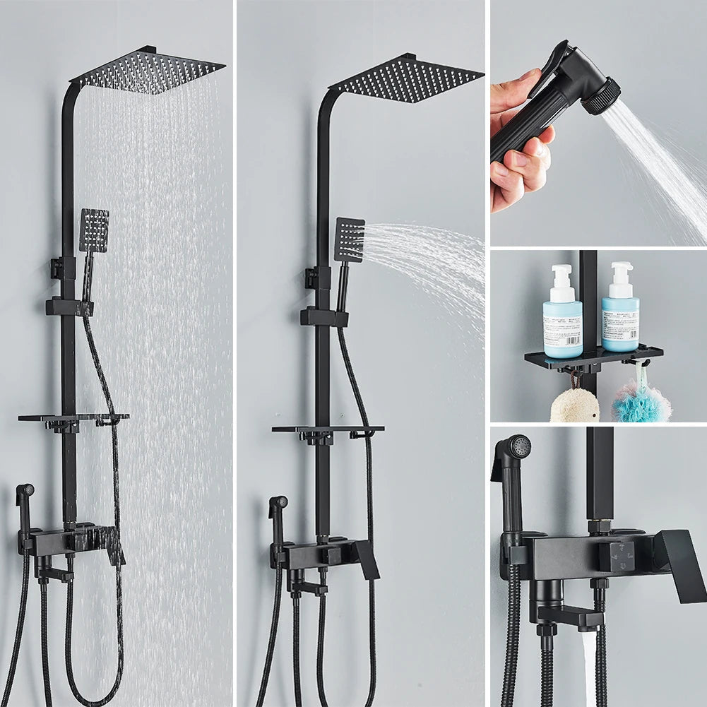 Rozin Rainfall Bathroom Shower Faucet Bidet Mixer Tap