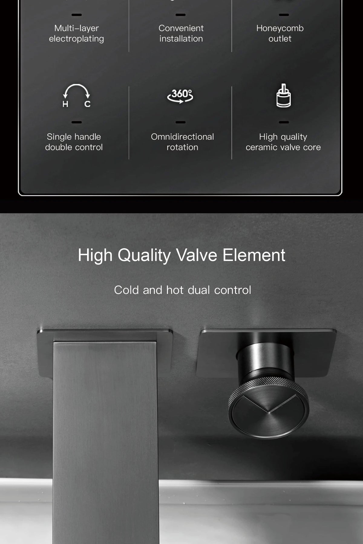 Luxury Brass Chrome Bathroom Faucet Wall Mounted Design