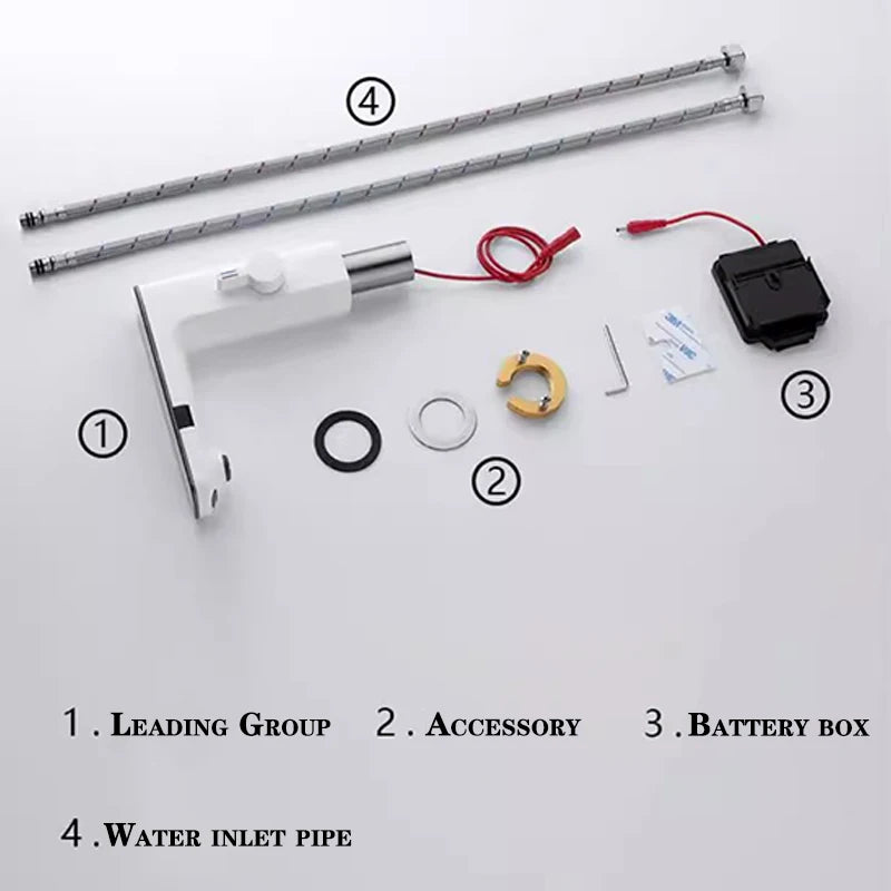 White Touchless Sensor Basin Faucet Smart Digital Display