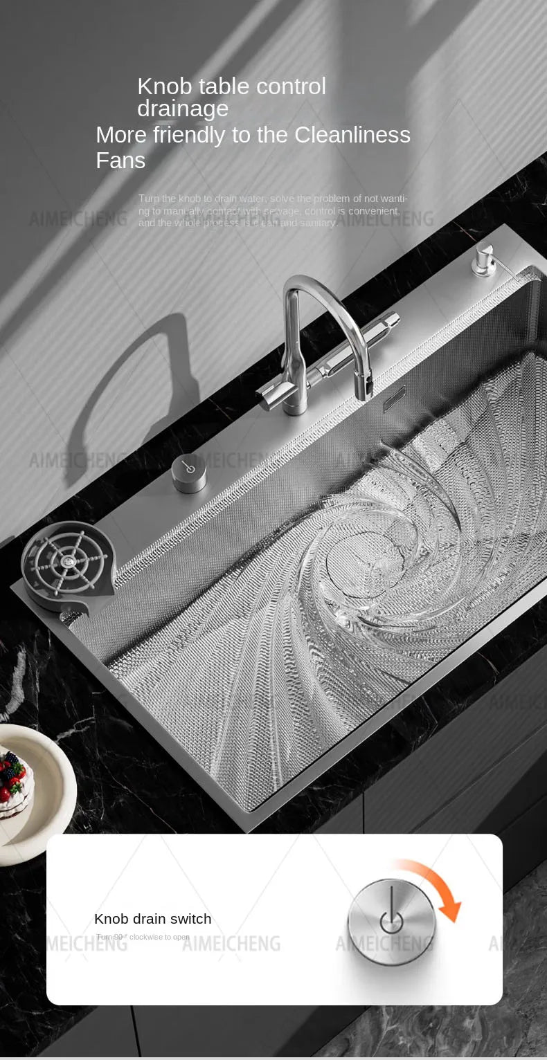 Digital Display Fly Rain Waterfall Large Sink 304