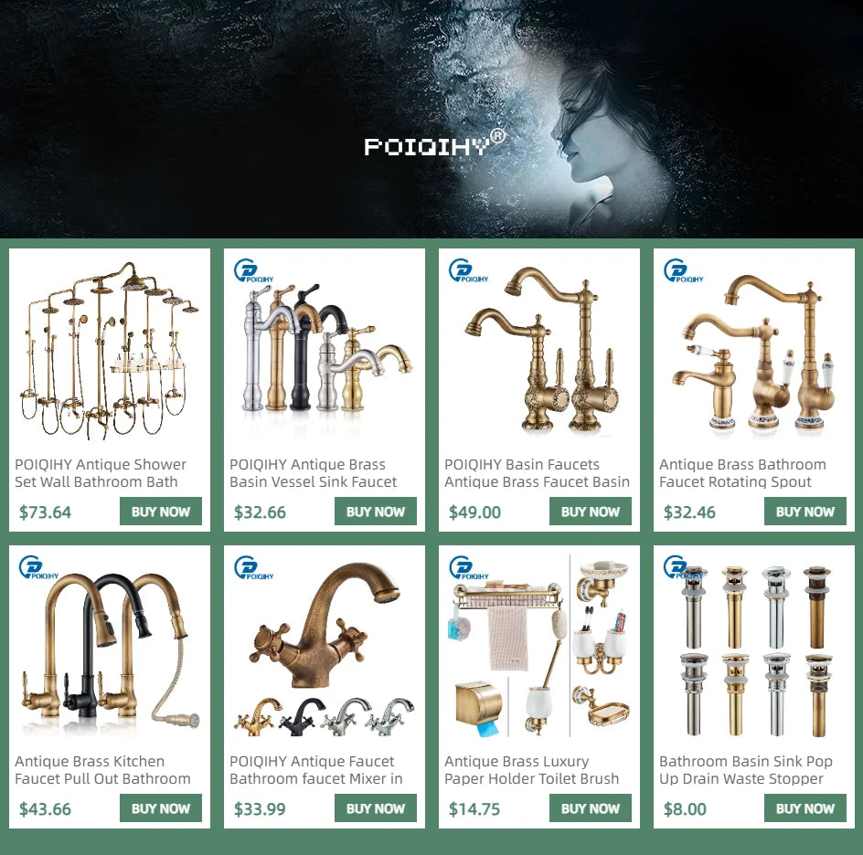 Poiqihy Antique Shower Wall Bathroom Bath Shower Faucet