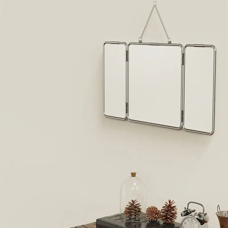 Square Modern Wall Mirrors Trifold Bathroom Mirror Stainless