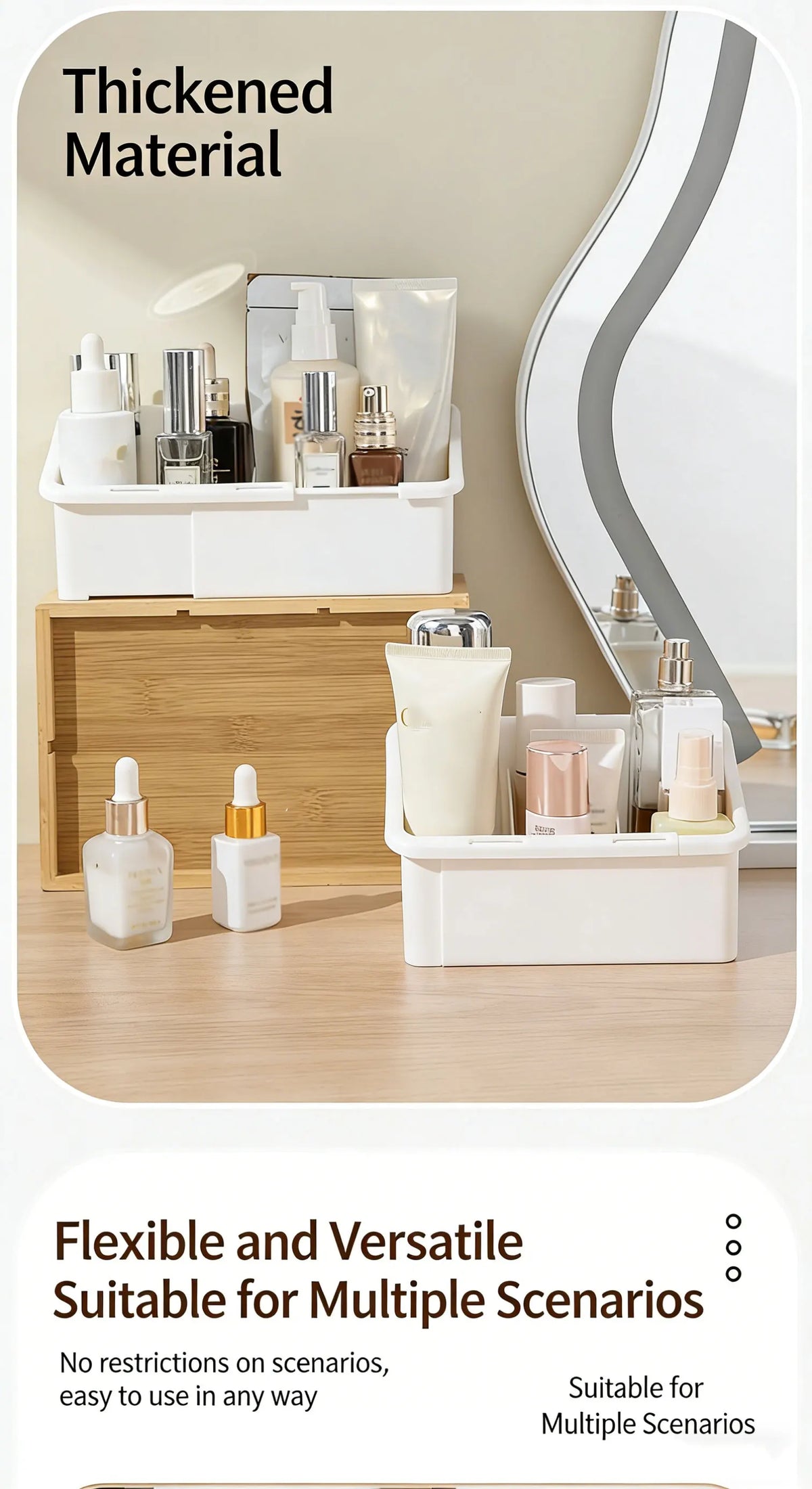 1/2/4pcs Mirror Cabinet Expandable Cosmetic Storage Box