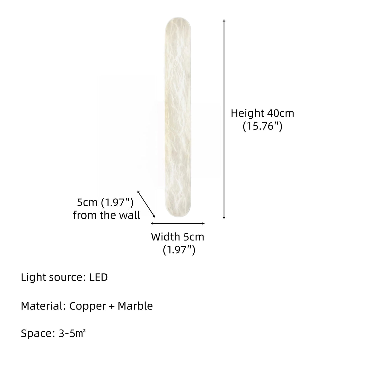 Full Brass Natural Marble Vanity Wall Light Bathroom