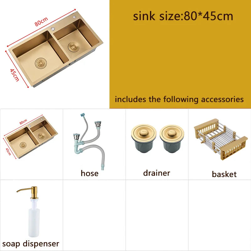 Gold Sink Above Counter Double Bowl Goldn Basket