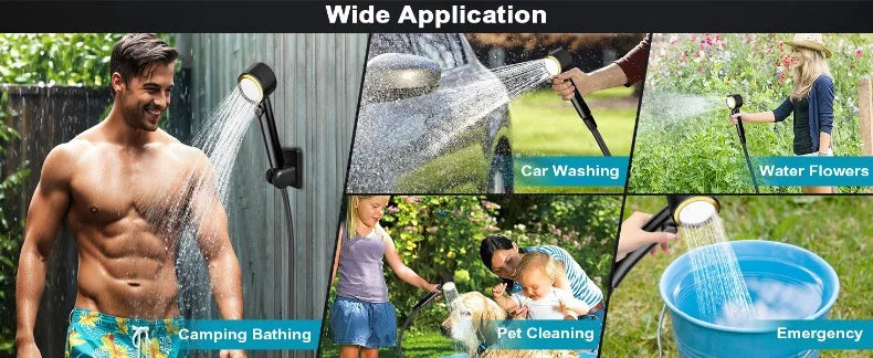 Outdoor Camping Shower 20l Collapsible Bucket Spray Modes