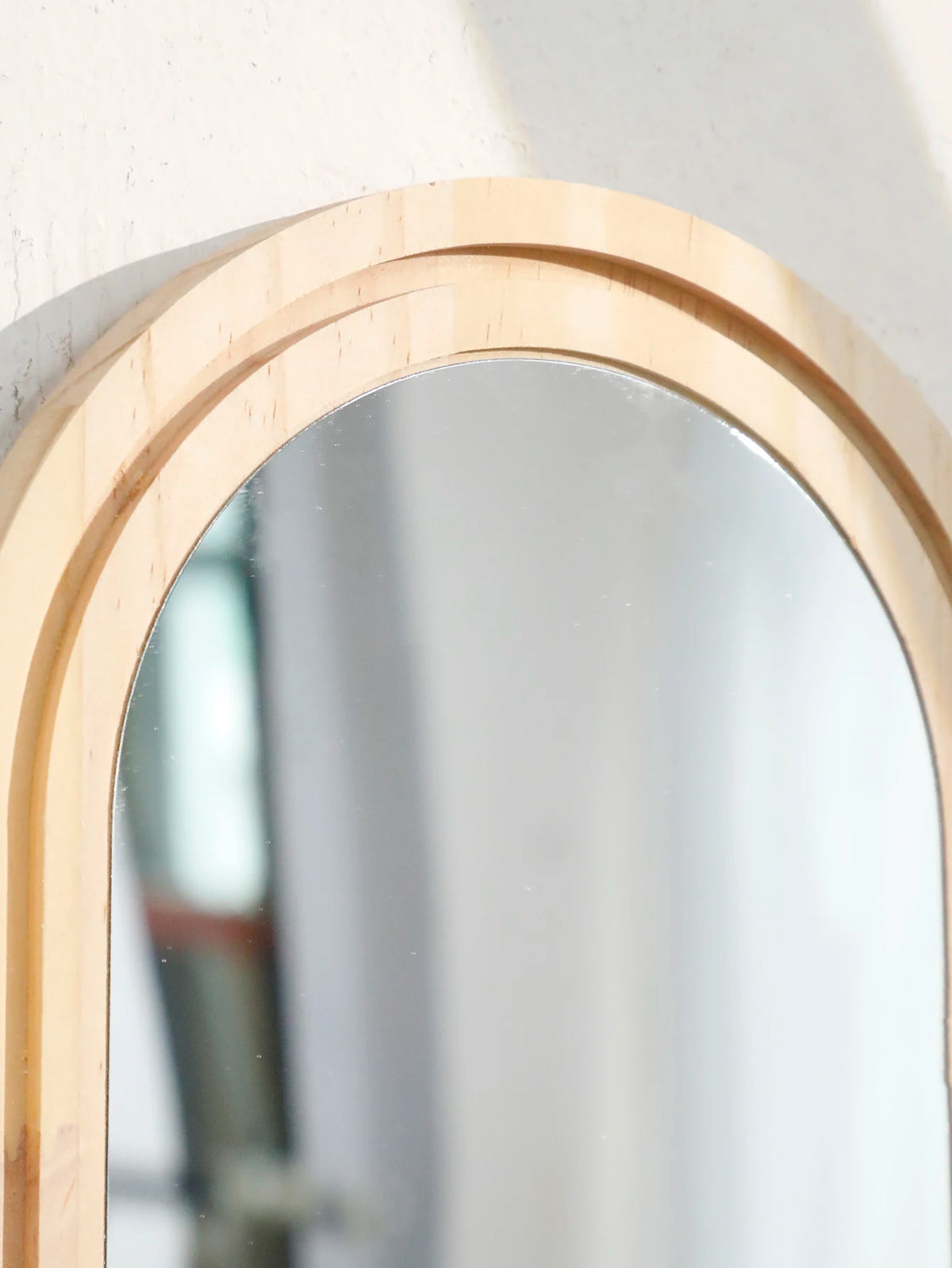Arched Wall Mirror Shelf Natural Wood Hanging Mirror