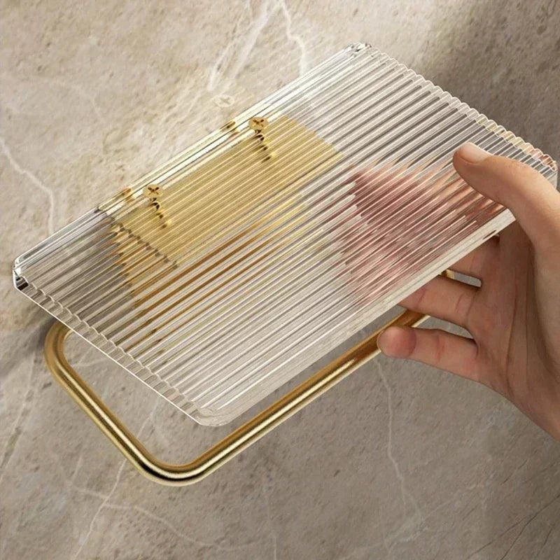 Luxury Gold Toilet Paper Holder Shelf No Punching