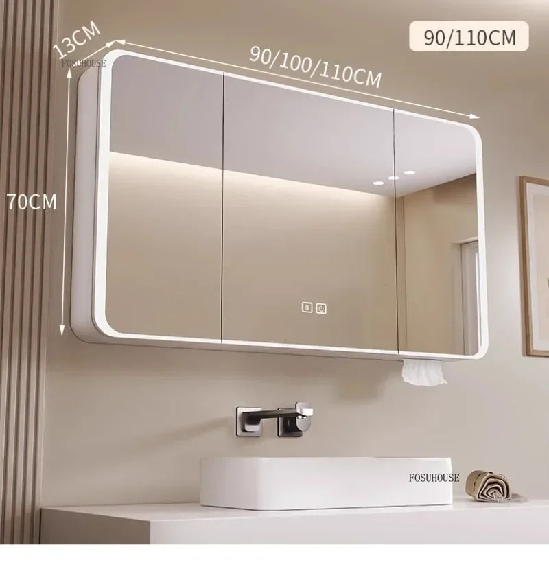 Minimalist Modern Arc-Shaped Smart Bathroom Mirror Cabinets