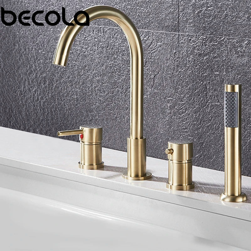 4pcs Brass Bathroom Bathtub Faucet Bath Faucet Deck