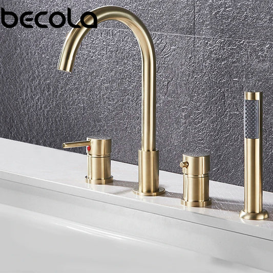 4pcs Brass Bathroom Bathtub Faucet Bath Faucet Deck