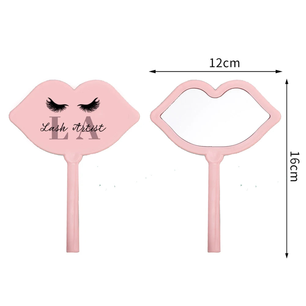 Pc Lip Shape Handheld Makeup Mirror Lash Tech