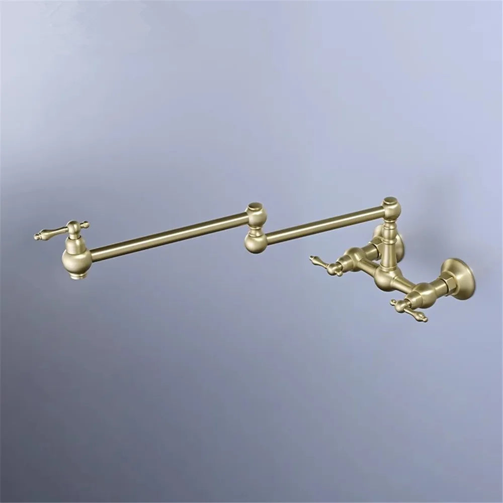 Brushed Gold Pot Filler Tap Black Foldable Faucet