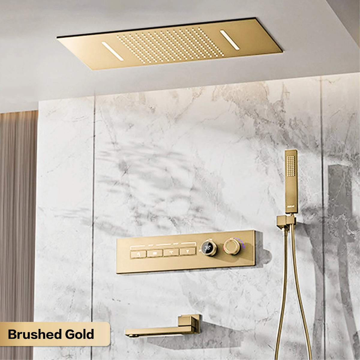 Modern Brushed Gold Brass Led Digital Ceiling Embedded