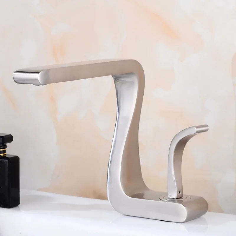 Luxury White Gold Bathroom Mixer Tap Brass Wash