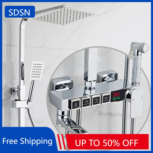 Chrome Digital Bathroom Shower System 10 Inch Stainless