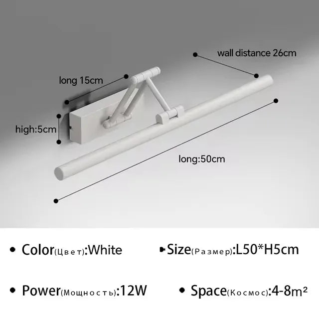 Modern Bathroom Mirror Wall Lamp Foldable Black/White Bedroom