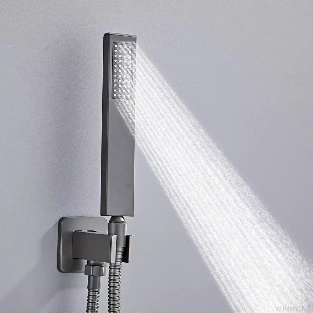 Gray Hidden Shower System Concealed Rainfall Bathroom Shower