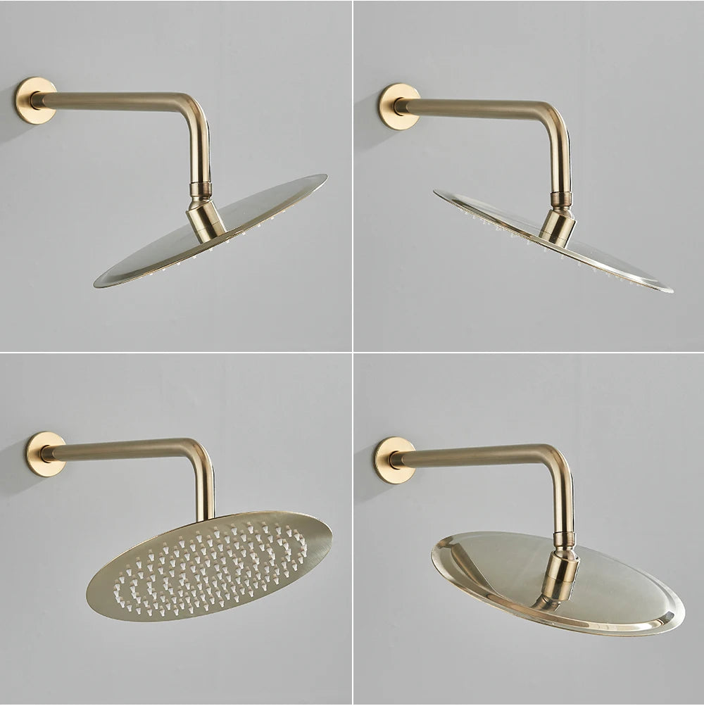 Brushed Gold Shower Faucet Embedded In Ways Shower