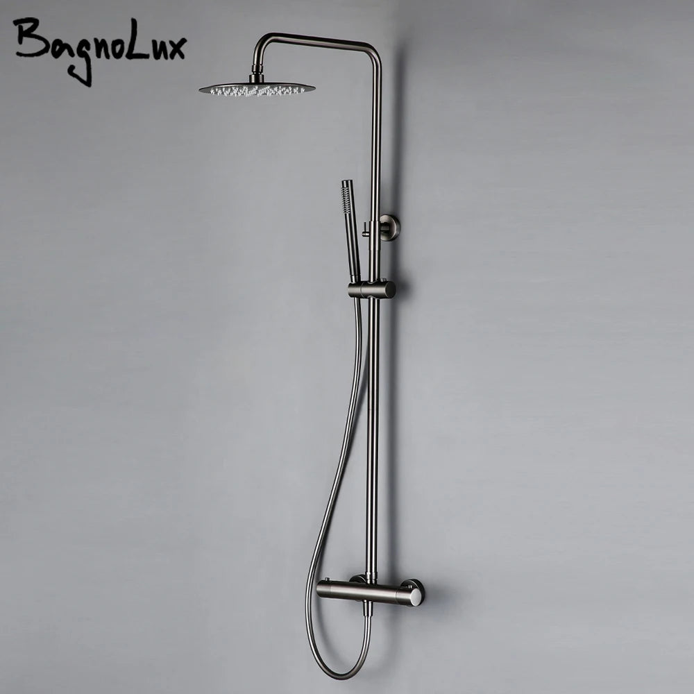 Wall-Mounted Thermostatic Valve System Bagnolux Brushed Gray