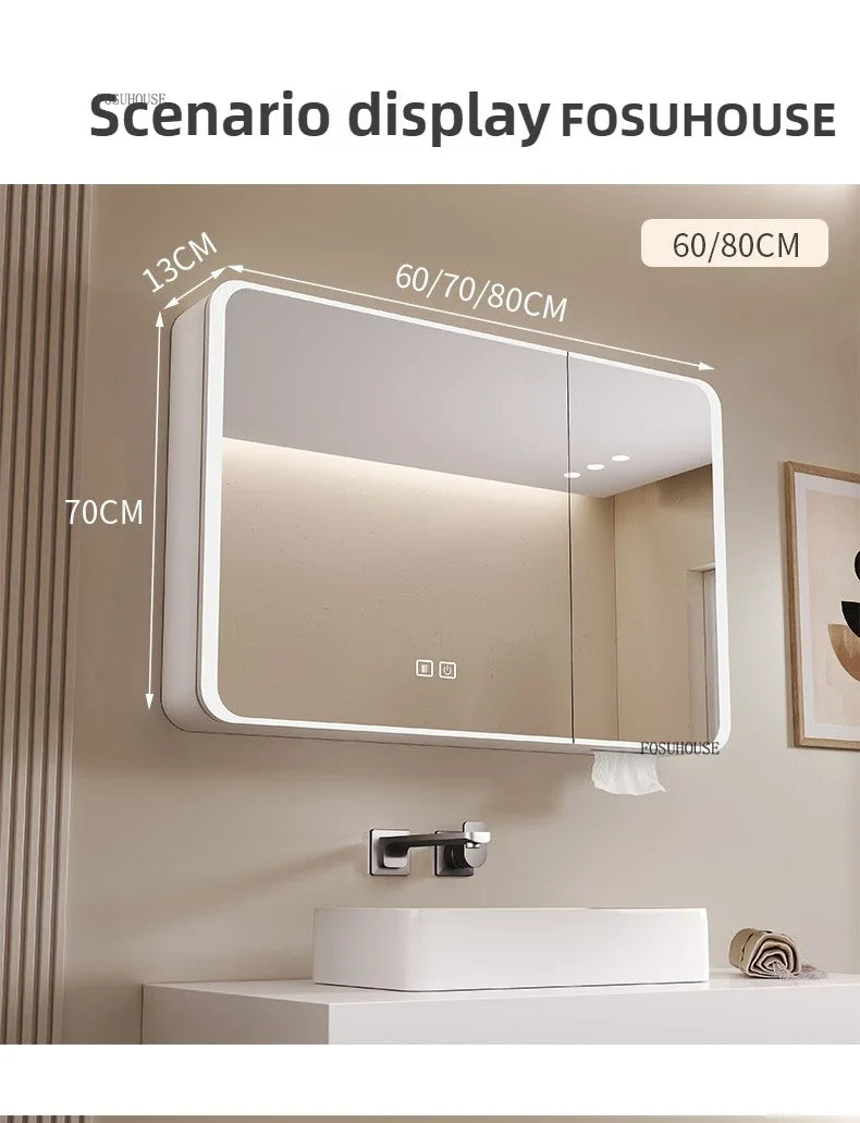 Arc-Shaped Smart Bathroom Mirror Cabinet Wall-Mounted Bathroom