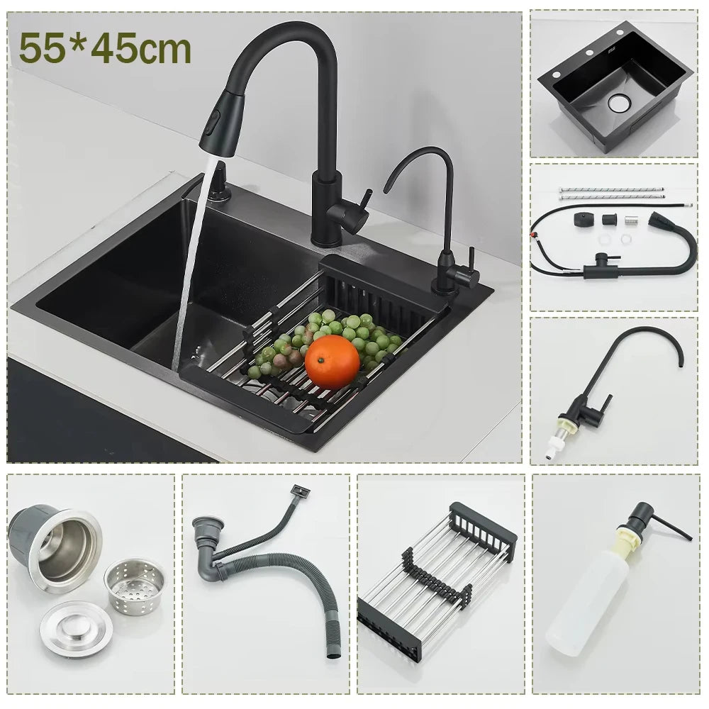 304 Stainless Steel Waterfall Sink Large Slot Integrated