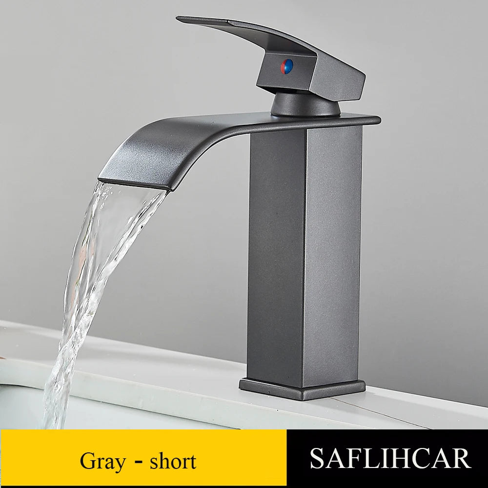 Brushed Gold Basin Sink Faucet Waterfall Outlet Vanity