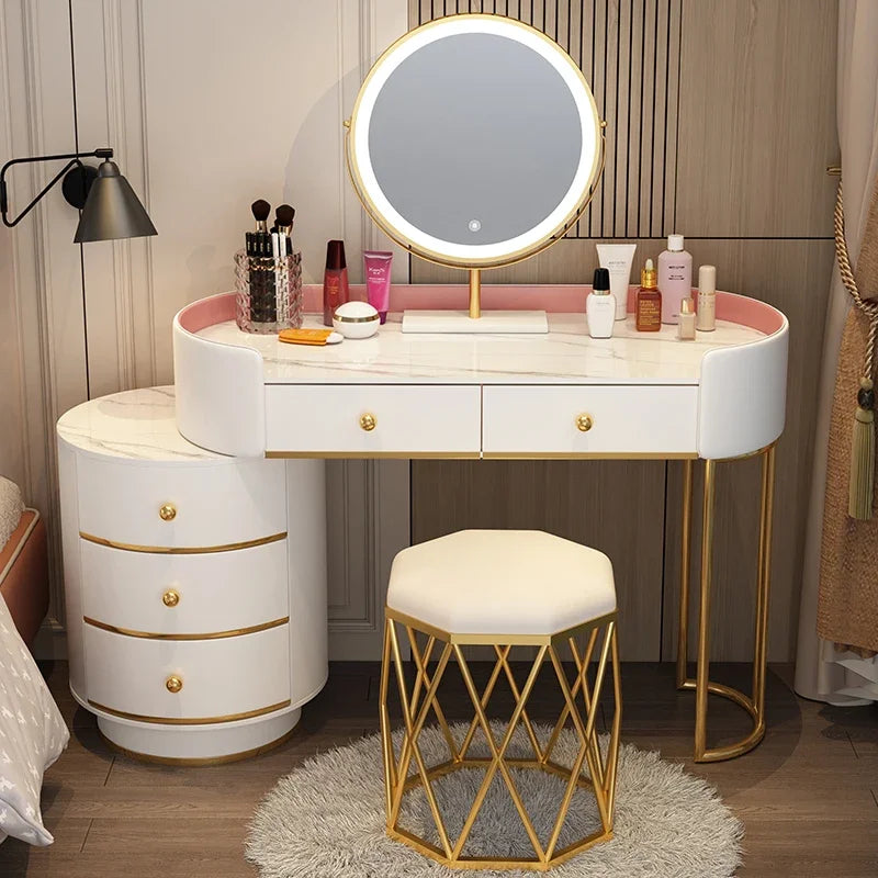 Pink White Vanity Table Women Luxury Nail European