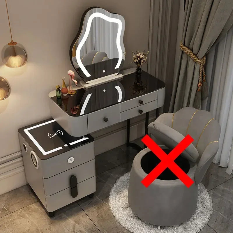 Nordic Glass Luxury Dressing Table Smart Wireless Charging