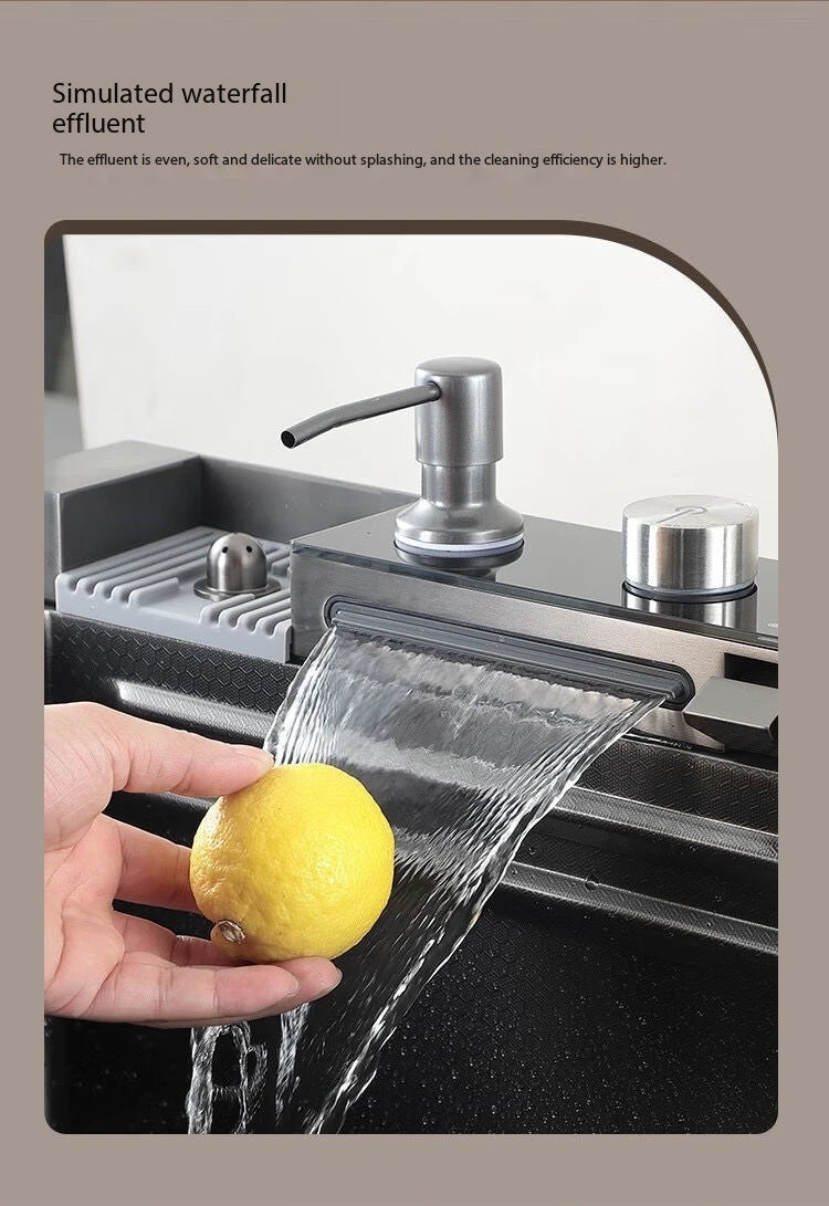 0mm Double Waterfall Sink Embossed Stainless Steel Sink