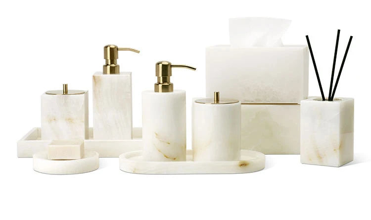 White Onyx Natural Marble Bathroom Elegant Soap Dispenser
