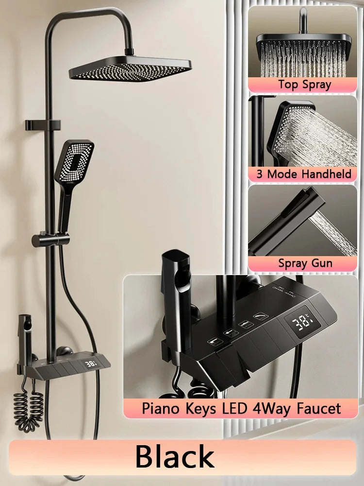 Bathroom Shower Led Display Piano Keys Bath Shower