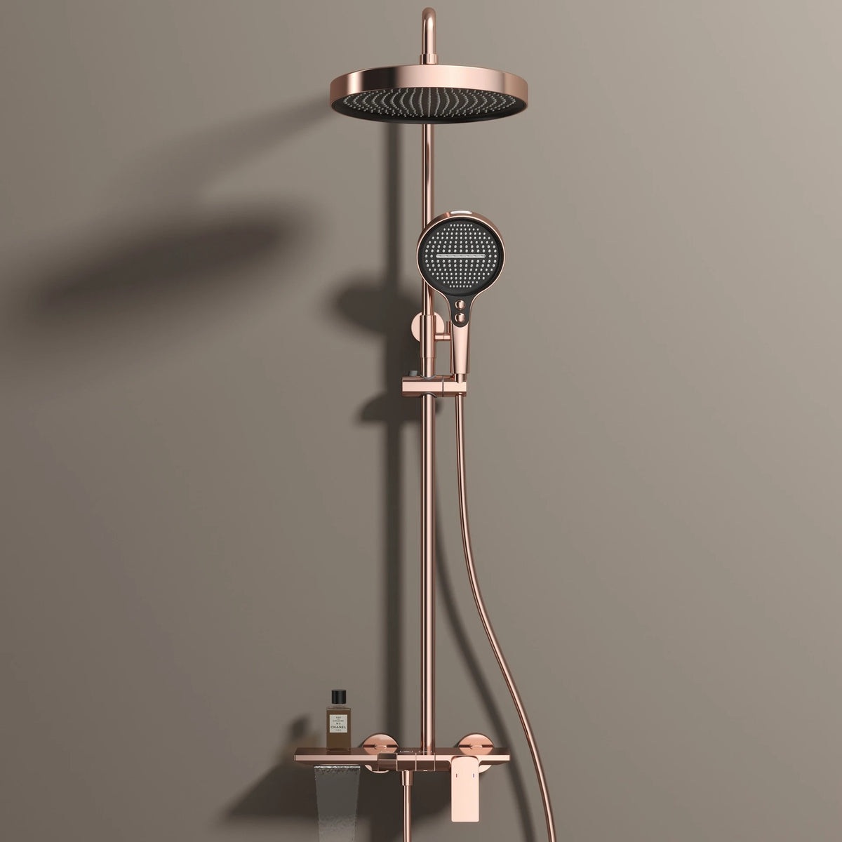 Brushed Rose Gold Piano Bathroom Shower Brass Cold