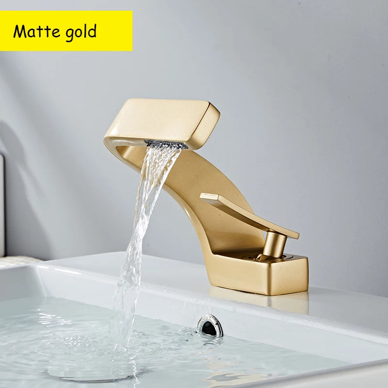 Becola Brushed Gold Basin Faucet Black Bathroom Mixer