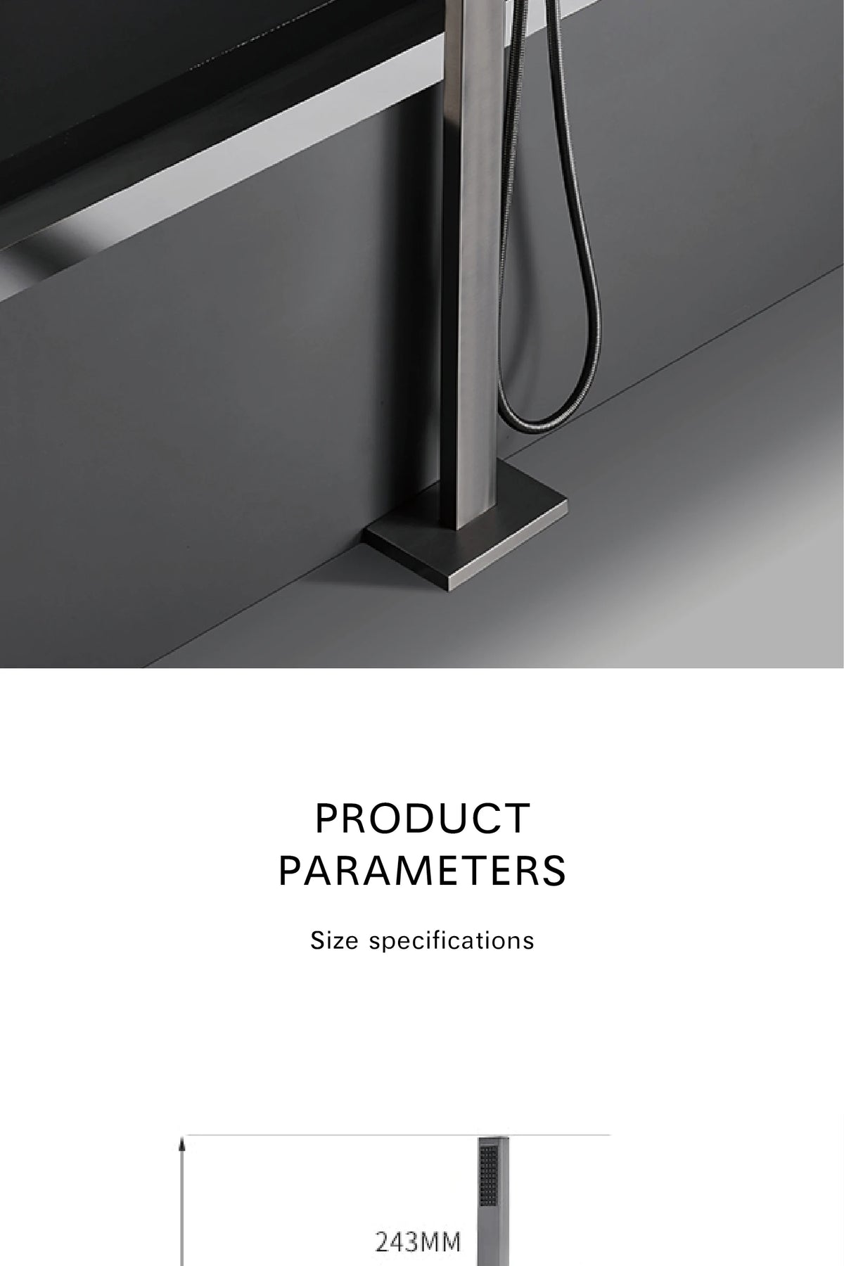Luxury Black Brass Bathroom Faucet Floor Standing Design