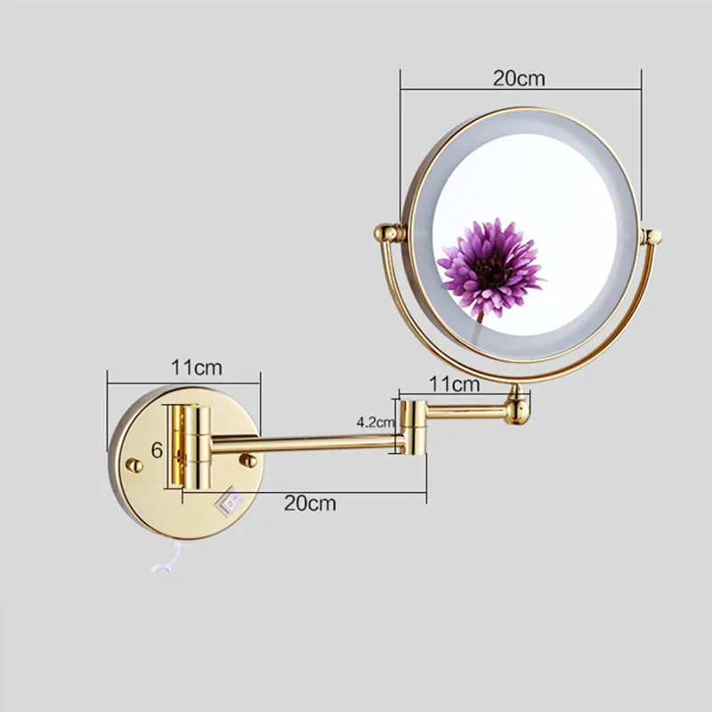 Brushed Gold Led Bathroom Mirrors Quality Brass Folding
