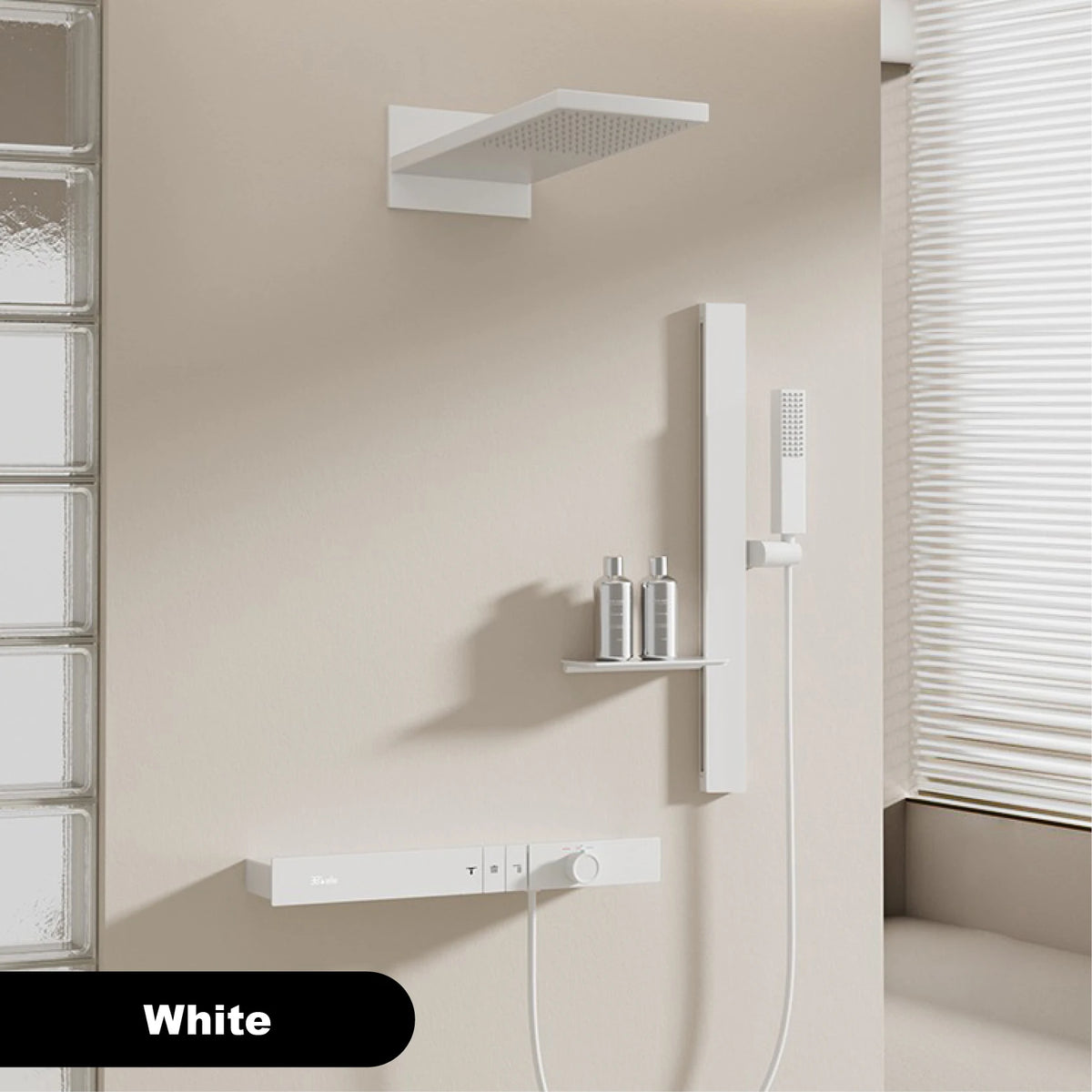 Luxury Ceiling Thermostatic Shower System Black Brass Function