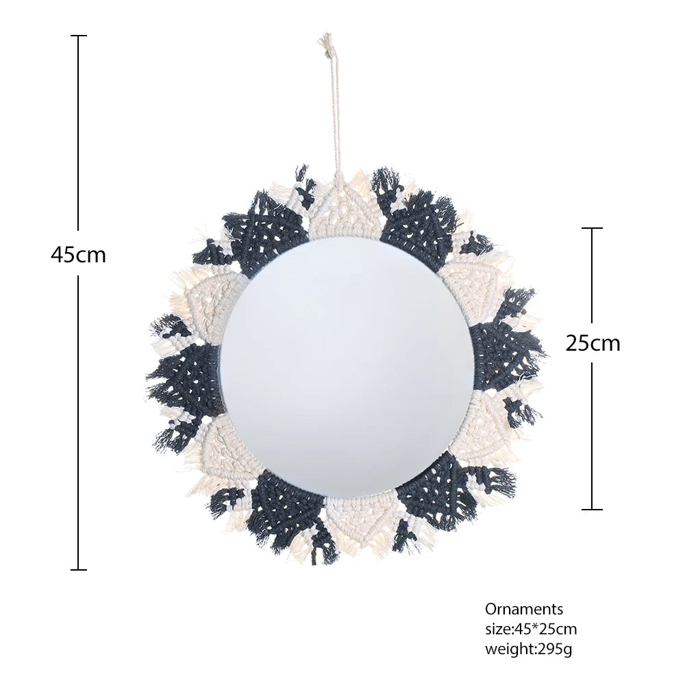Boho Decorative Mirrors Macrame Round Mirror Aesthetic Room